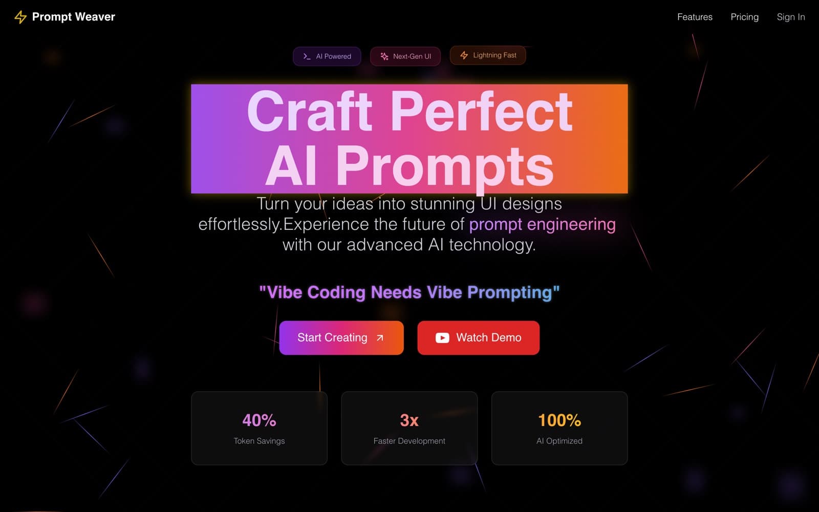 Prompt Weaver landing page